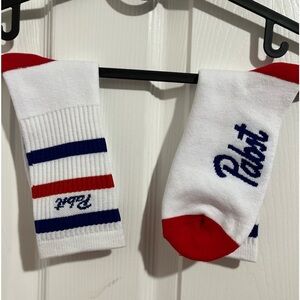 Pabst Blue Ribbon (White) Socks - New Without Tags